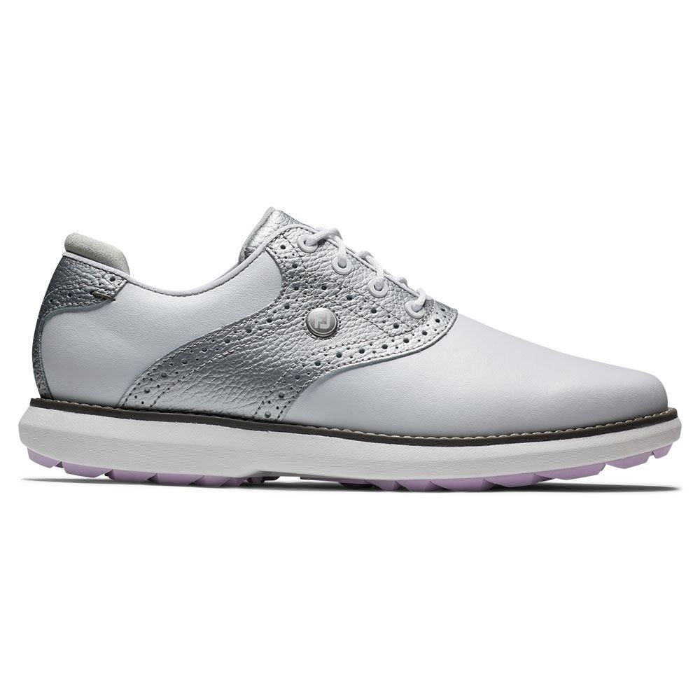 FOOTJOY Footjoy Ladies Traditions Spikeless Golf Shoes White Silver 97990