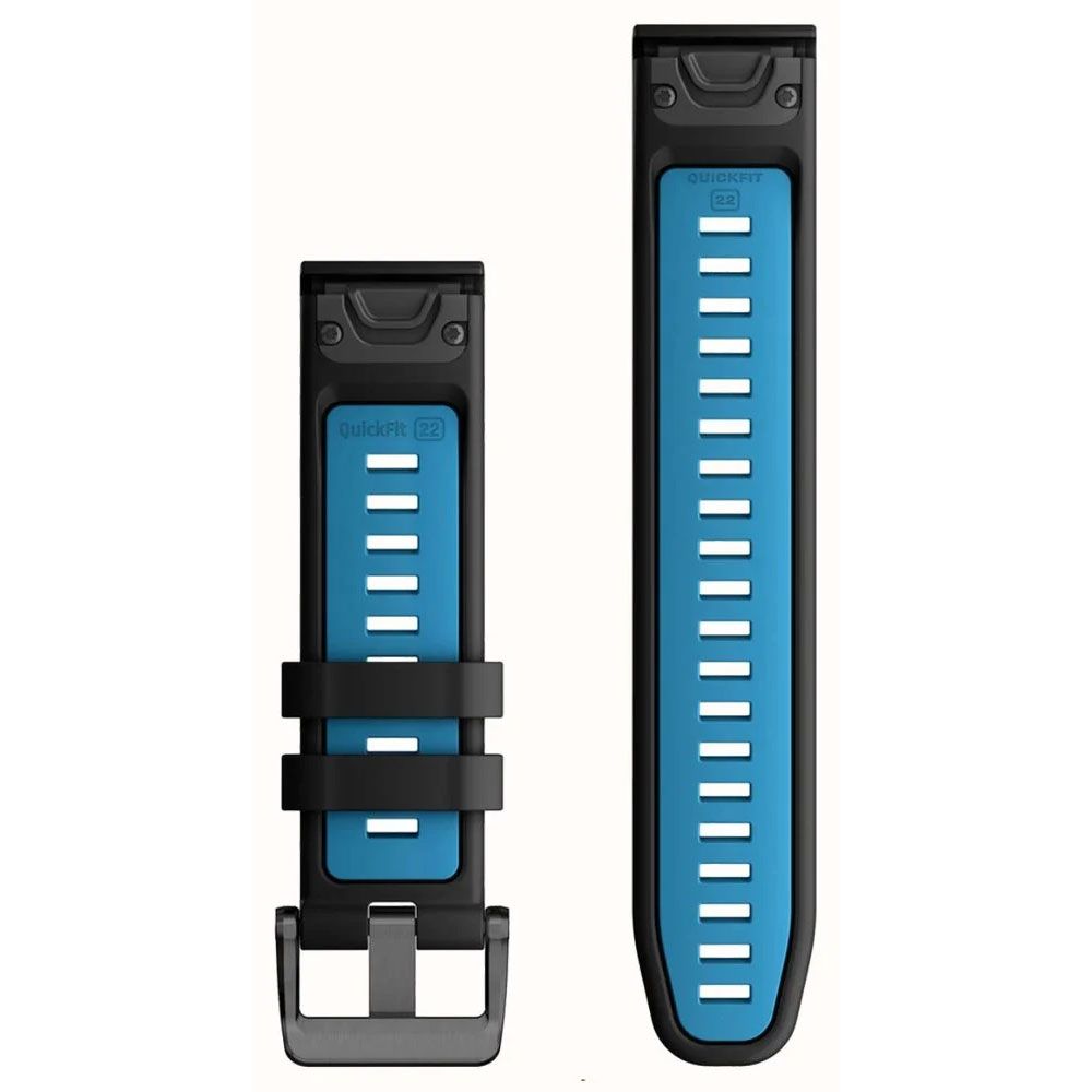 GARMIN Garmin QuickFit 22mm Watch Strap Black/Cirrus Blue Silicone