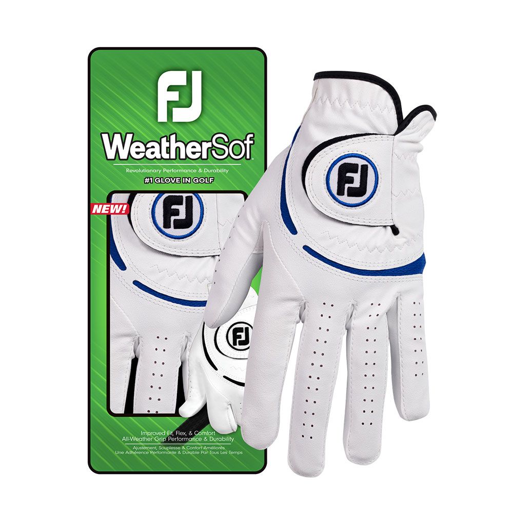 FOOTJOY FootJoy WeatherSof Glove White Blue For the Right Handed Golfer