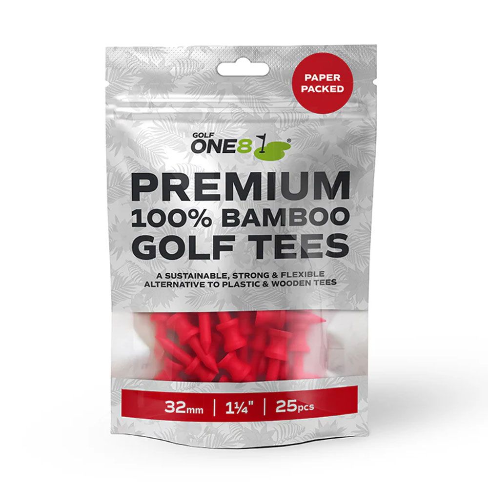 GOLF ONE8 Golf One8 Bamboo 32mm Castle 25 Piece Tees Red