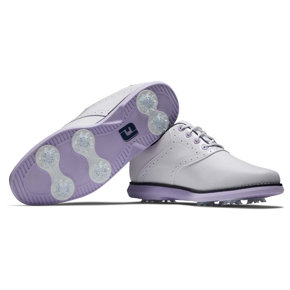 FOOTJOY Footjoy Ladies Traditions Golf Shoes White Purple 97930