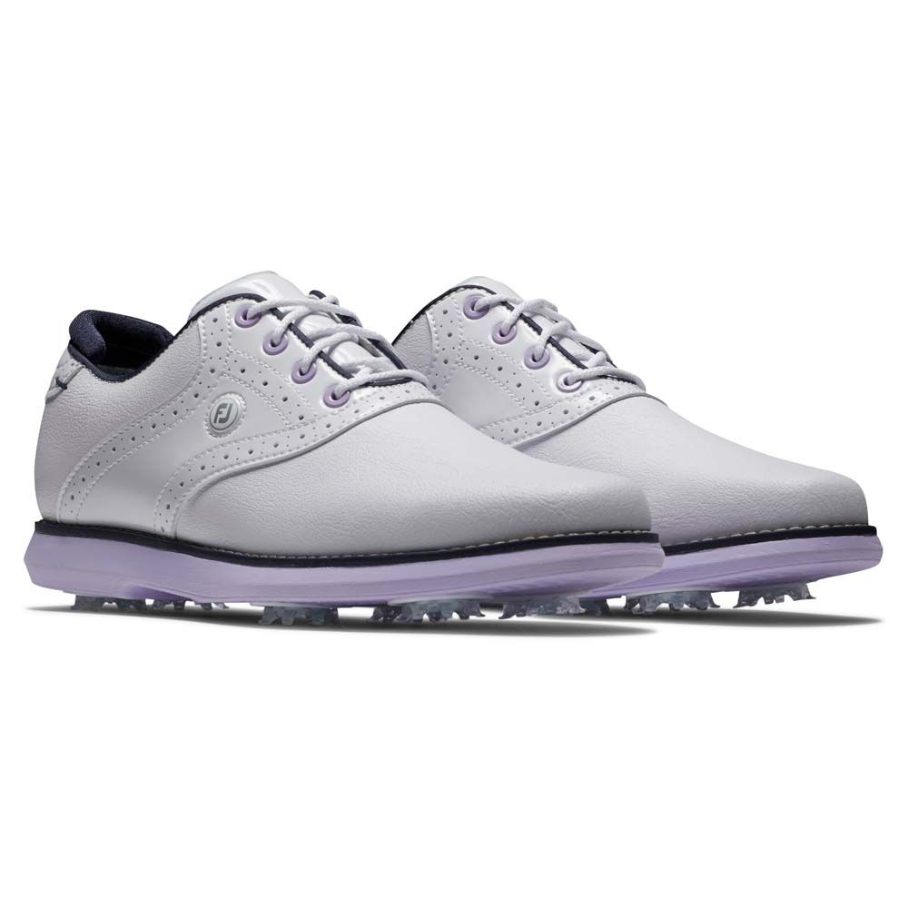 FOOTJOY Footjoy Ladies Traditions Golf Shoes White Purple 97930