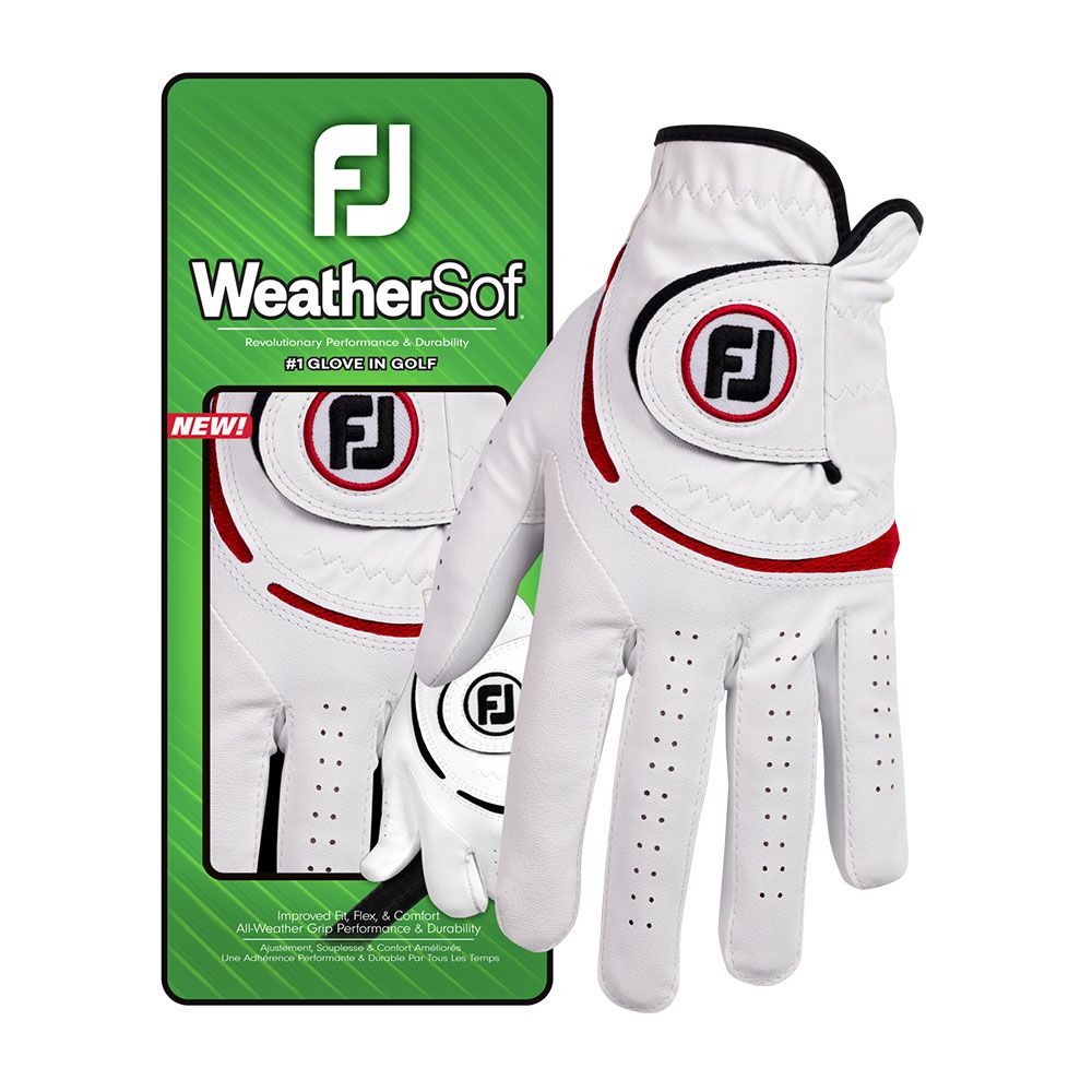 FOOTJOY FootJoy WeatherSof Glove White Red For the Right Handed Golfer