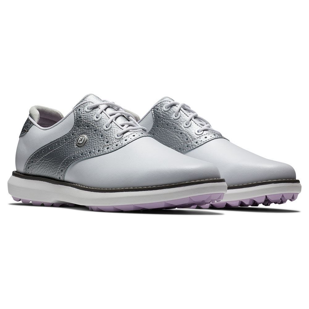 FOOTJOY Footjoy Ladies Traditions Spikeless Golf Shoes White Silver 97990