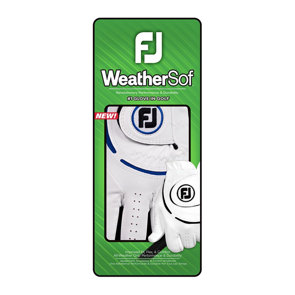 FOOTJOY FootJoy WeatherSof Glove White Blue For the Right Handed Golfer